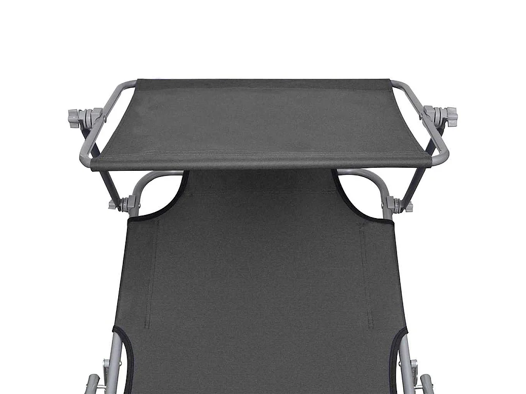 Tumbona plegable con toldo de aluminio gris