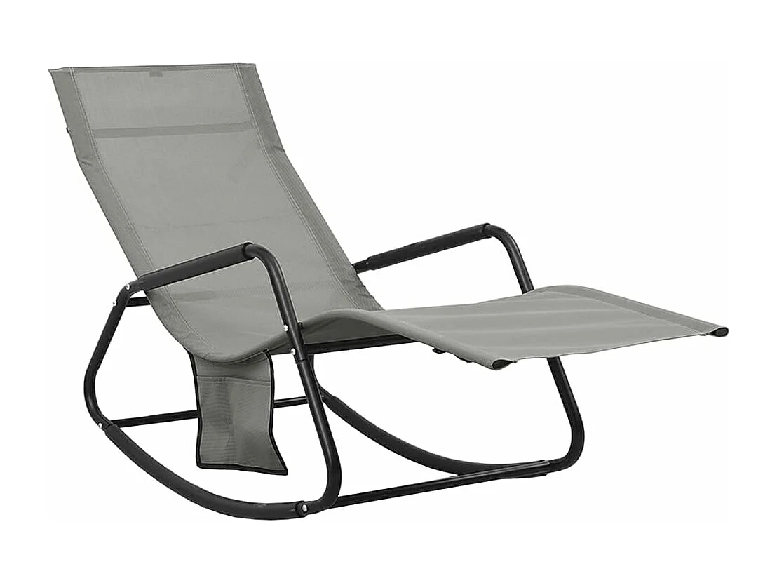 Chaise longue acier et textilène gris