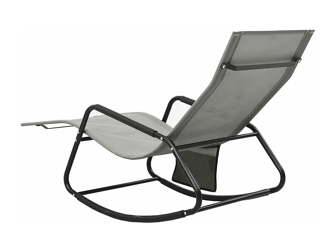 Chaise longue acier et textilène gris