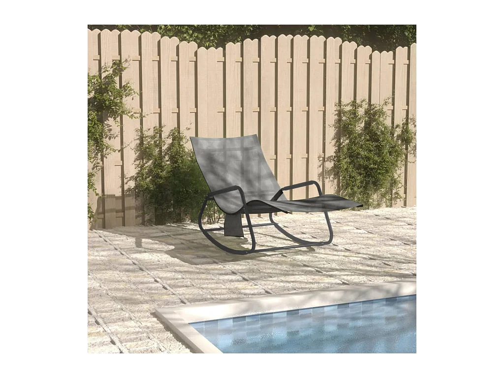 Chaise longue acier et textilène gris