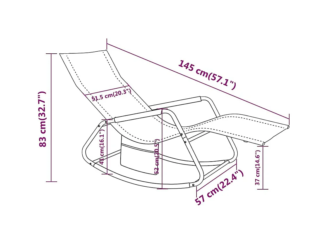 Ligbed staal en textileen grijs