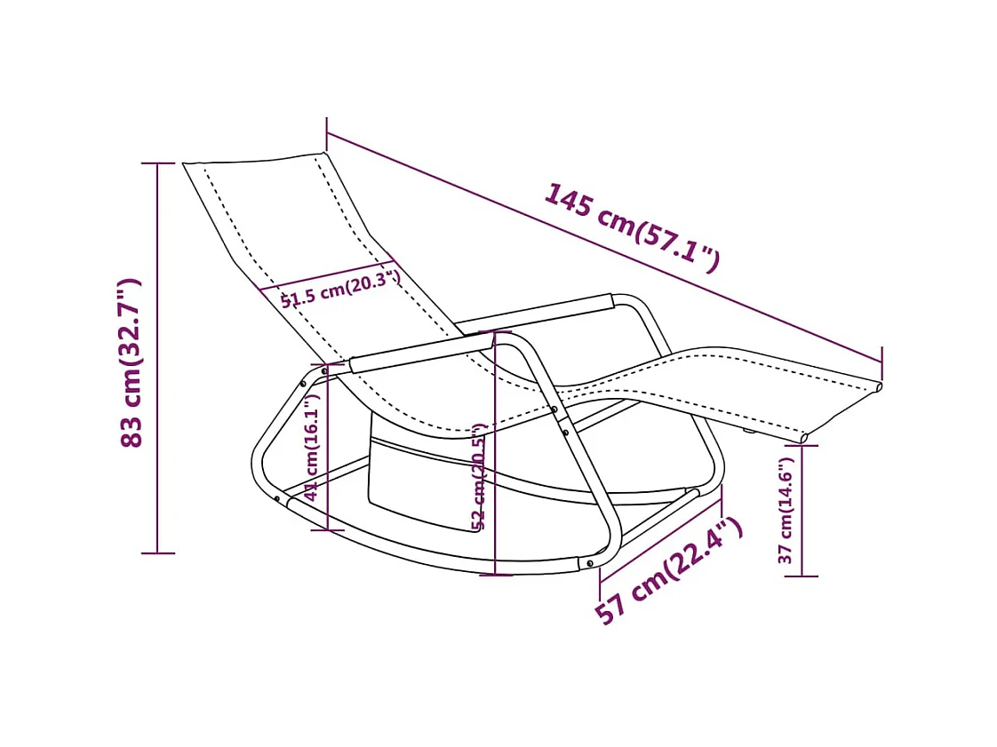 Ligbed staal en textileen grijs