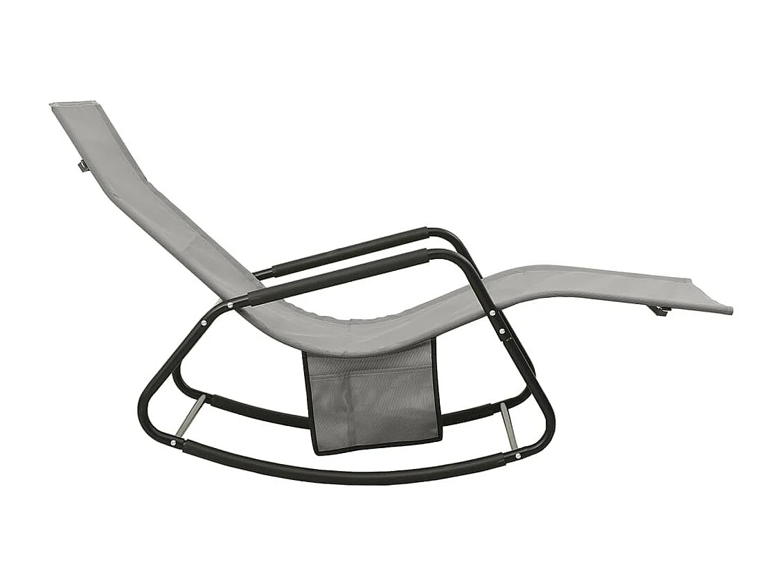 Chaise longue acier et textilène gris
