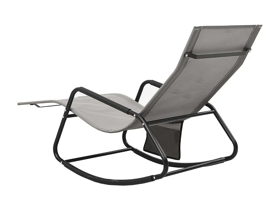 Chaise longue acier et textilène gris