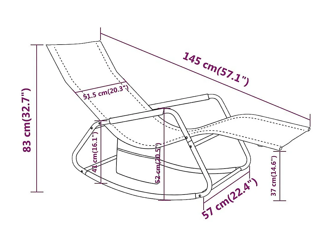 Chaise longue acier et textilène gris