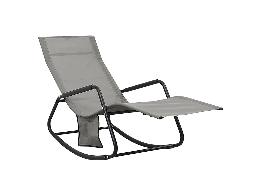 Chaise longue acier et textilène gris