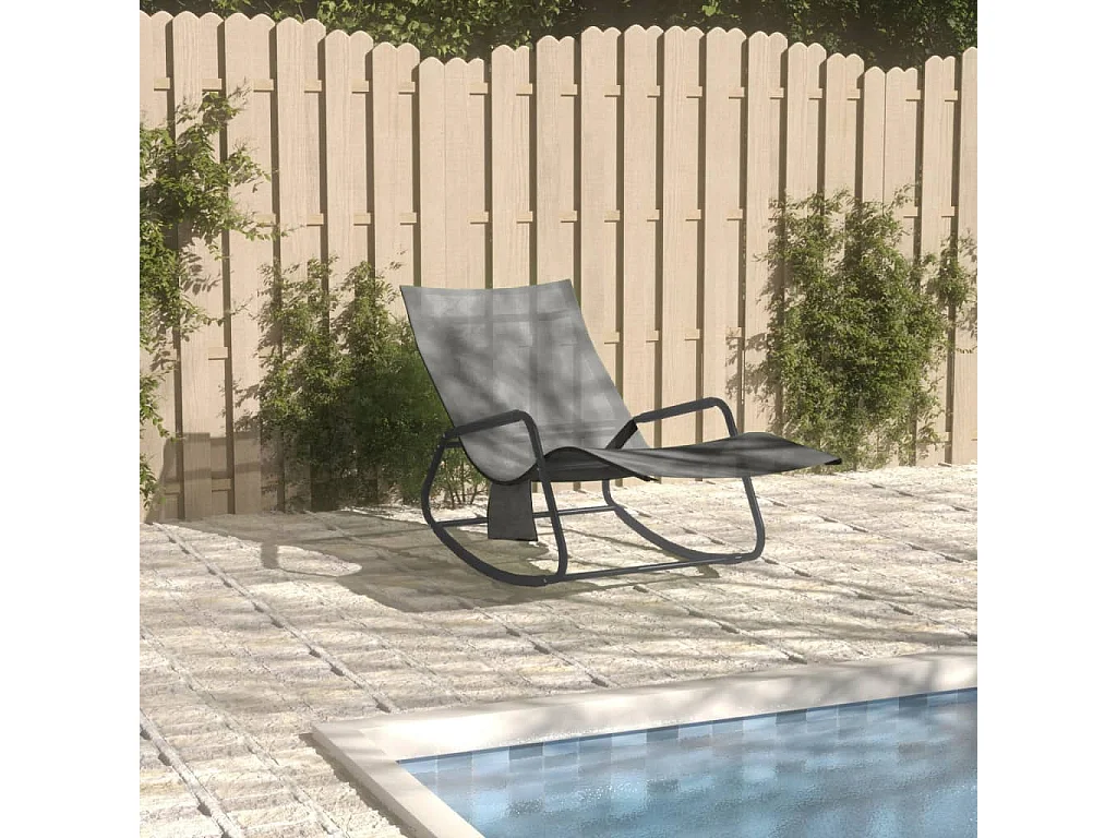 Chaise longue acier et textilène gris