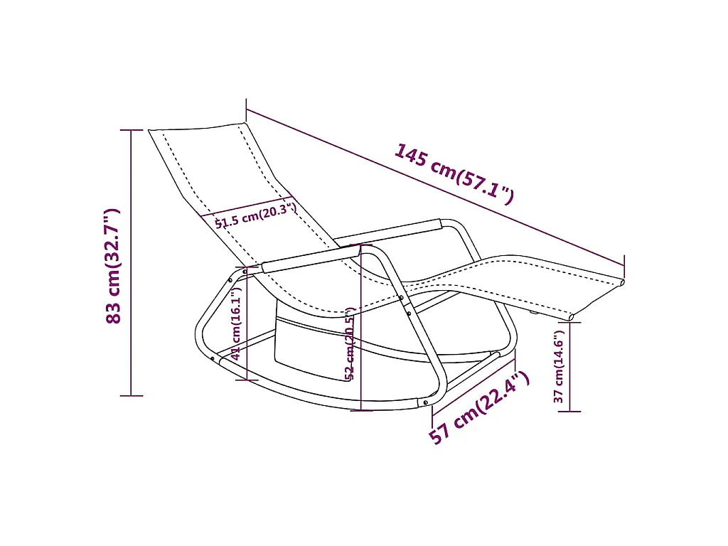 Chaise longue acier et textilène gris