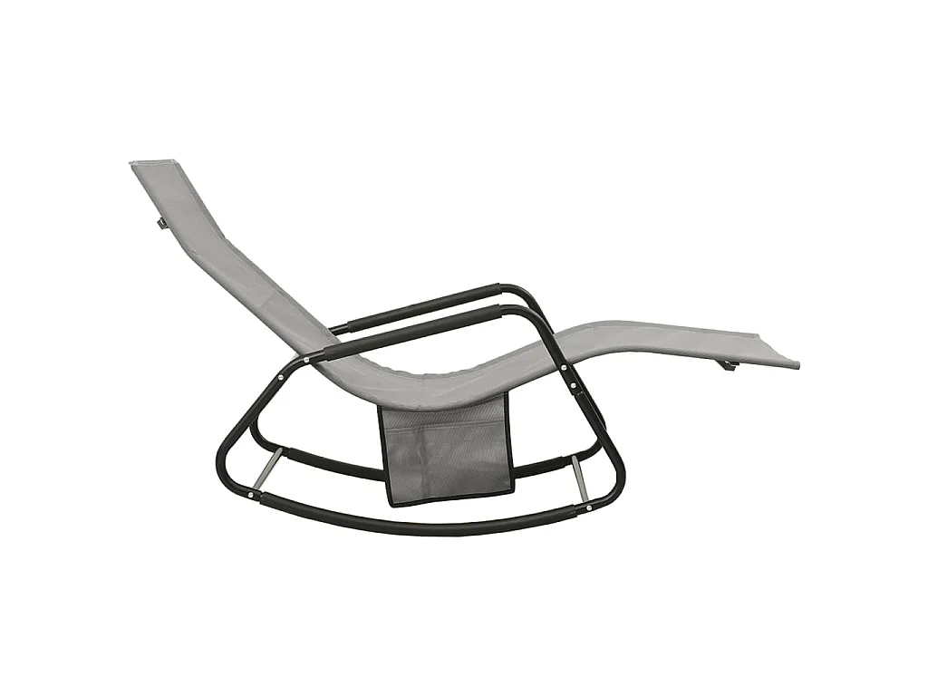 Chaise longue acier et textilène gris