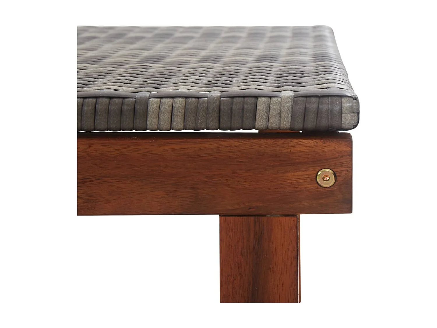 Chaise longue Résine tressée et bois d'acacia massif Gris