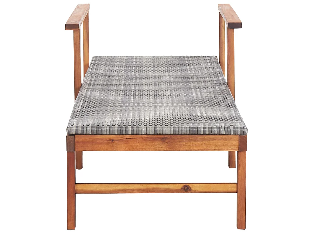 Chaise longue Résine tressée et bois d'acacia massif Gris