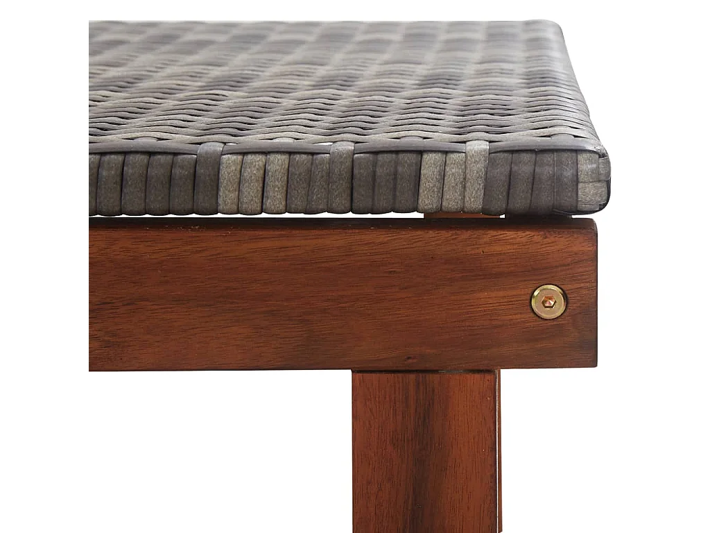 Chaise longue Résine tressée et bois d'acacia massif Gris
