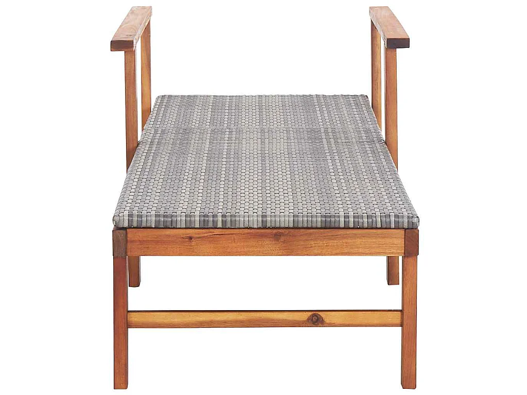 Chaise longue Résine tressée et bois d'acacia massif Gris