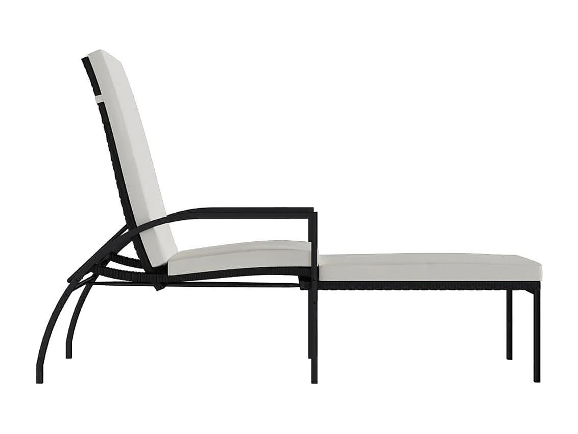 Chaise longue avec repose-pied Résine tressée Noir