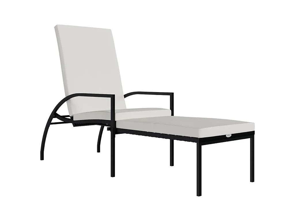 Chaise longue avec repose-pied Résine tressée Noir