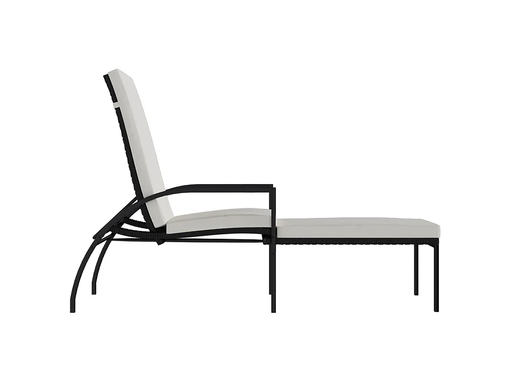 Chaise longue avec repose-pied Résine tressée Noir