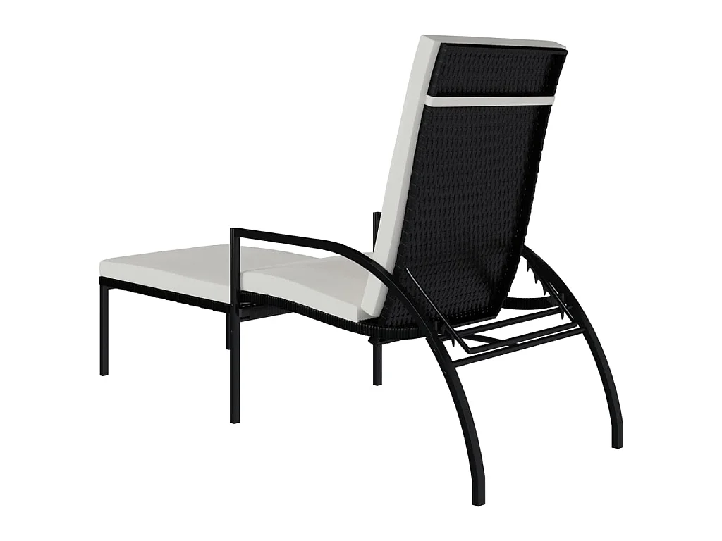Chaise longue avec repose-pied Résine tressée Noir