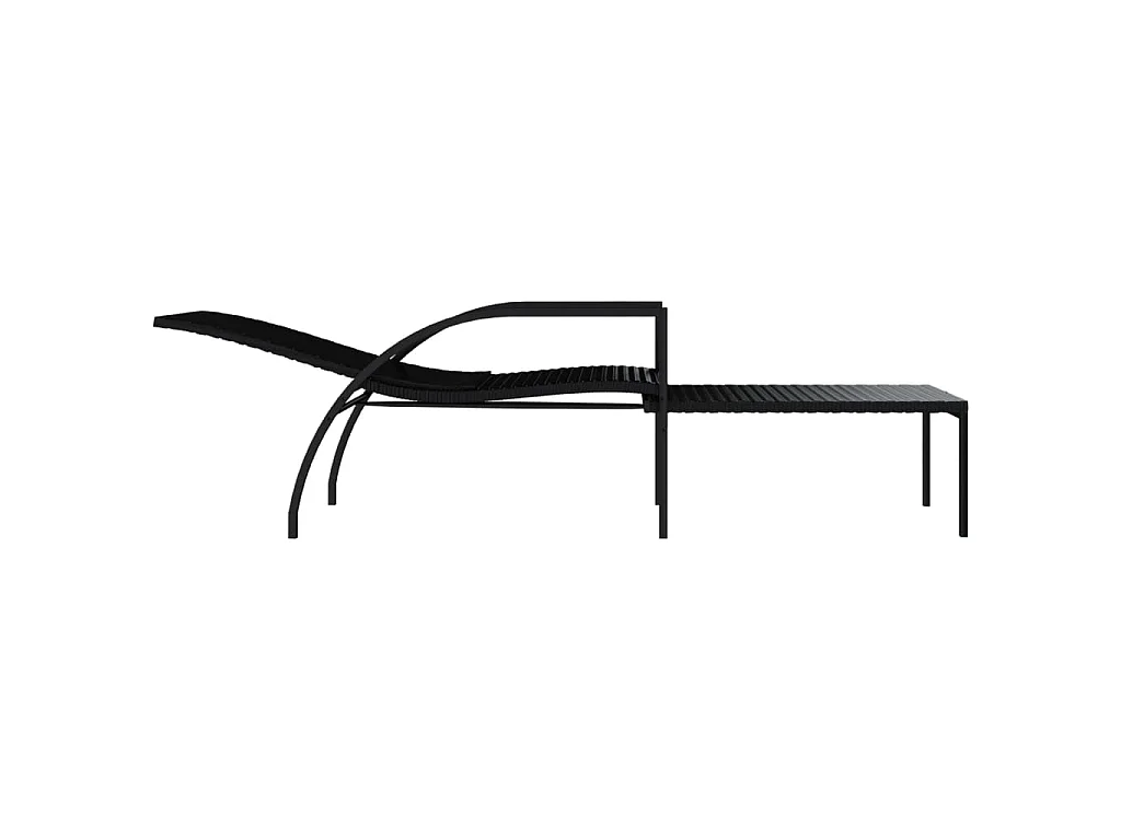 Chaise longue avec repose-pied Résine tressée Noir