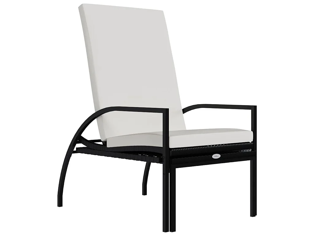 Chaise longue avec repose-pied Résine tressée Noir