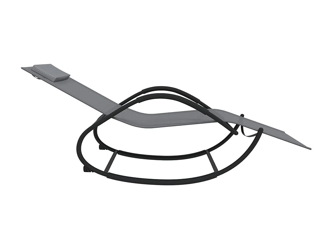 Chaises longues à bascule 2 pcs Gris Acier et textilène