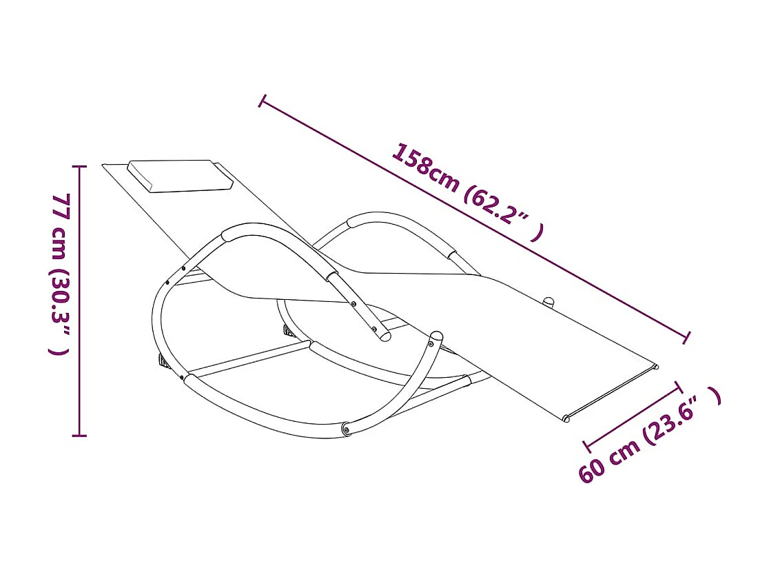 Chaises longues à bascule 2 pcs Gris Acier et textilène