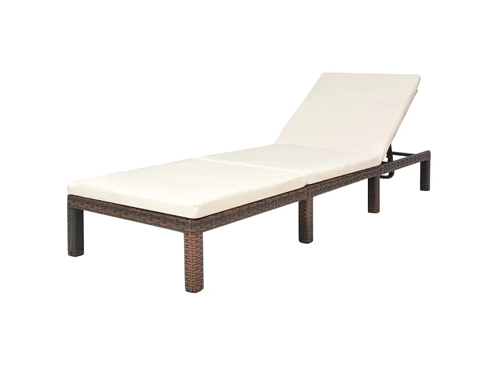 Chaise longue avec coussin Résine tressée Marron