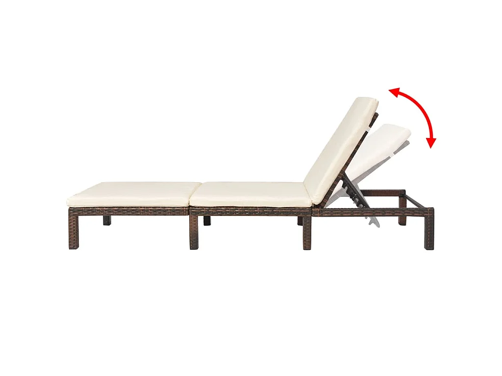 Chaise longue avec coussin Résine tressée Marron