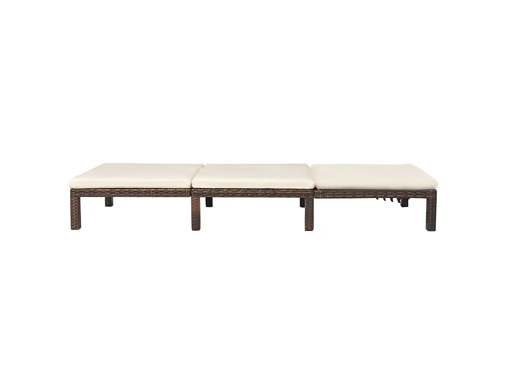 Chaise longue avec coussin Résine tressée Marron