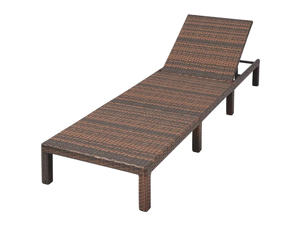 Chaise longue avec coussin Résine tressée Marron