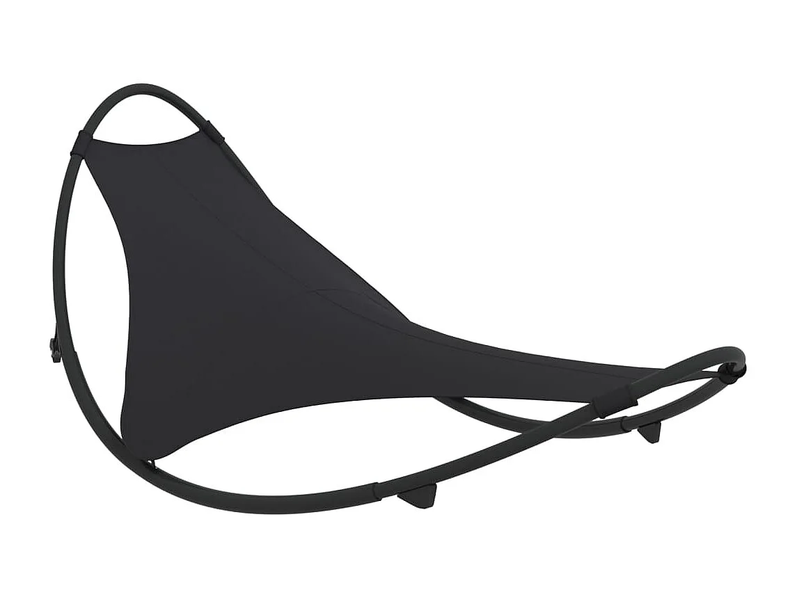 Chaise longue à bascule avec roues Acier et textilène Noir