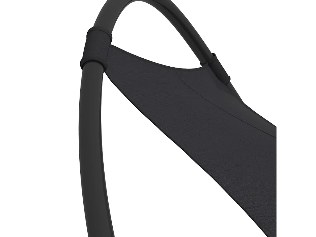 Chaise longue à bascule avec roues Acier et textilène Noir