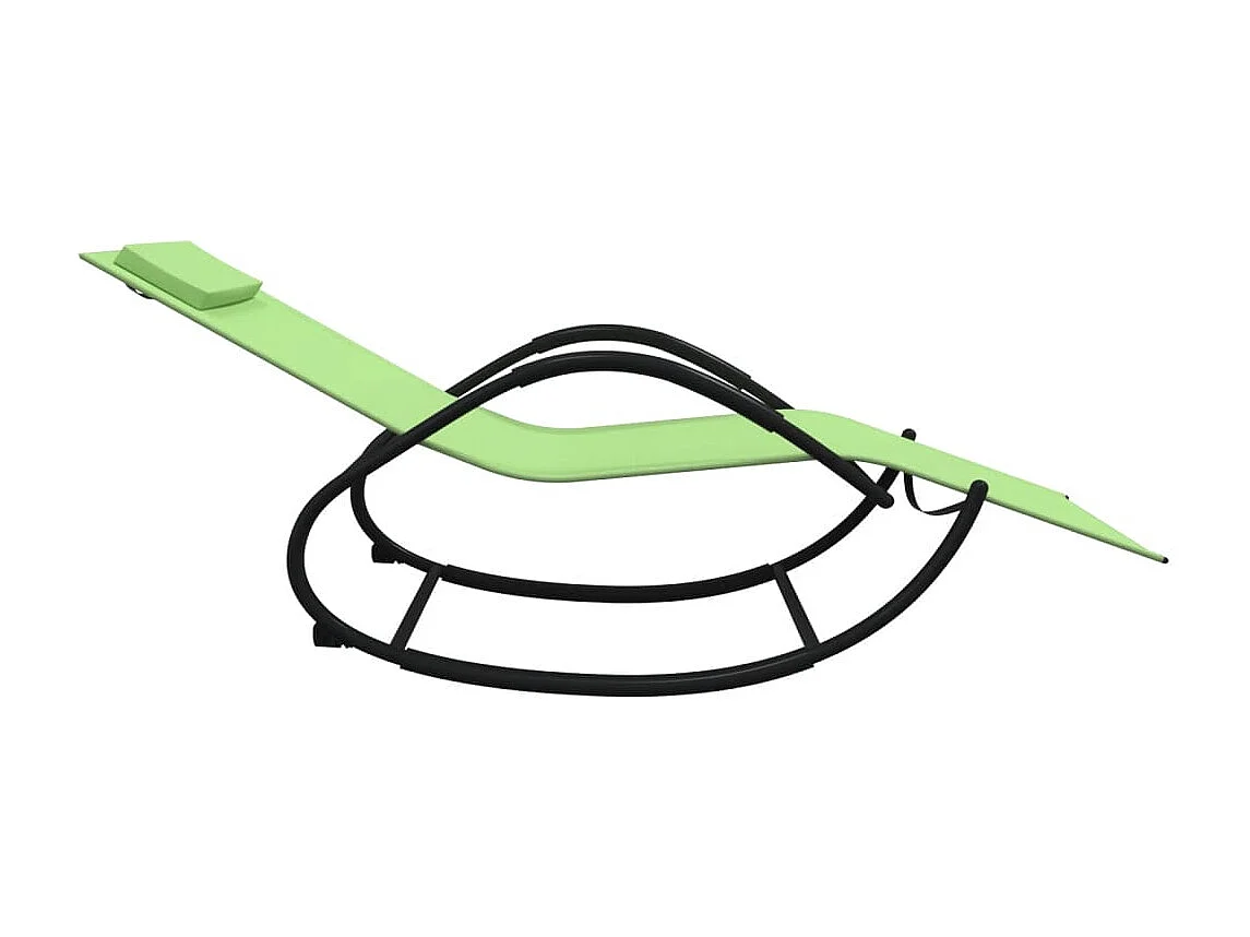 Chaises longues à bascule lot de 2 vert acier et textilène