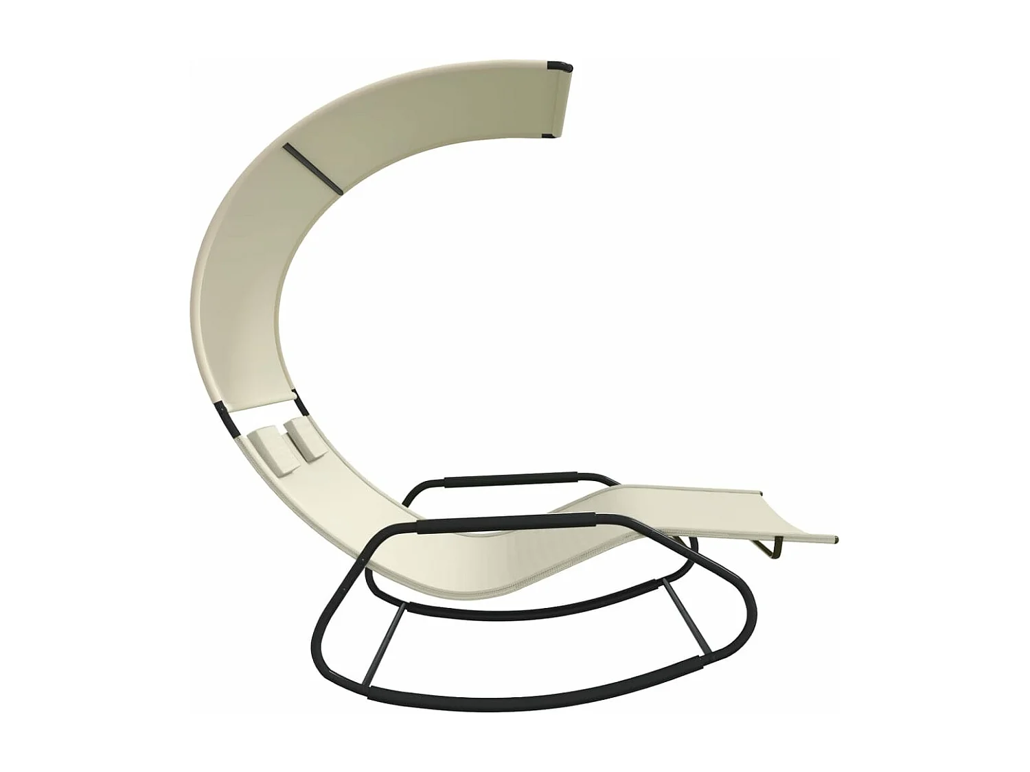 Chaise longue double à bascule avec auvent Crème