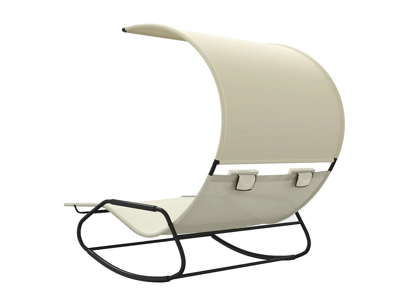 Chaise longue double à bascule avec auvent Crème