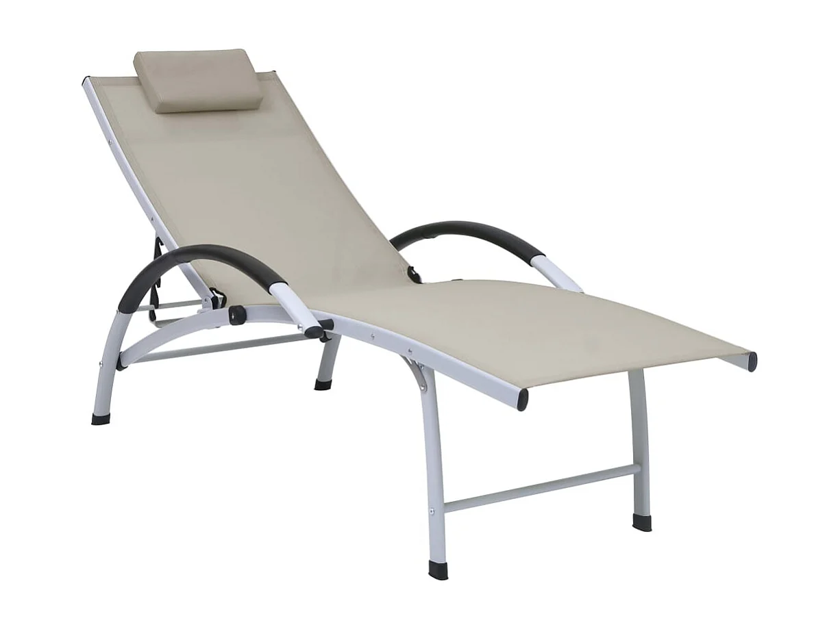 Chaise longue aluminium textilène crème