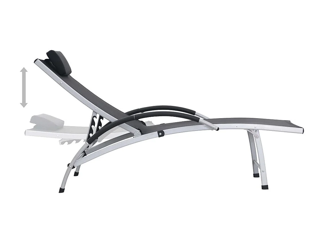 Chaise longue aluminium et textilène noir