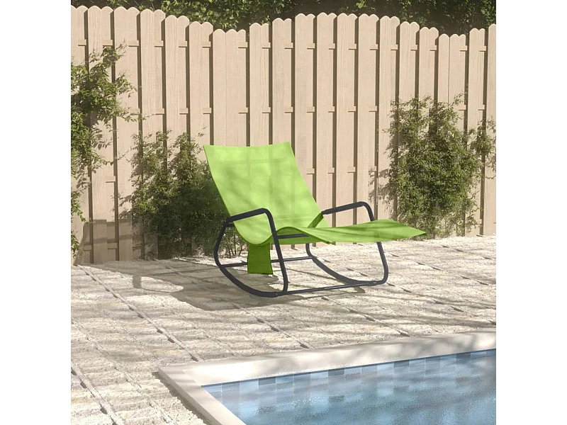Chaise longue acier et textilène vert