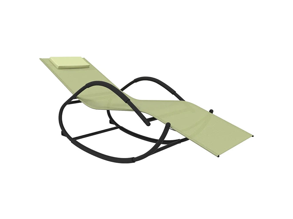 Chaise longue à bascule crème acier et textilène