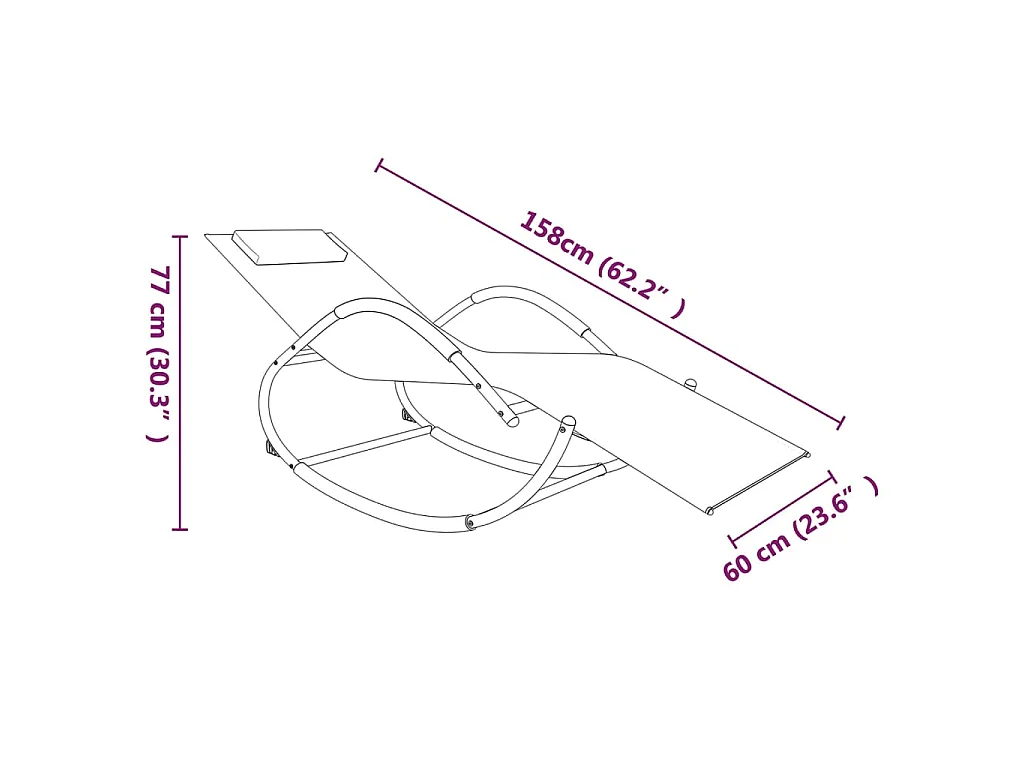 Chaise longue à bascule crème acier et textilène