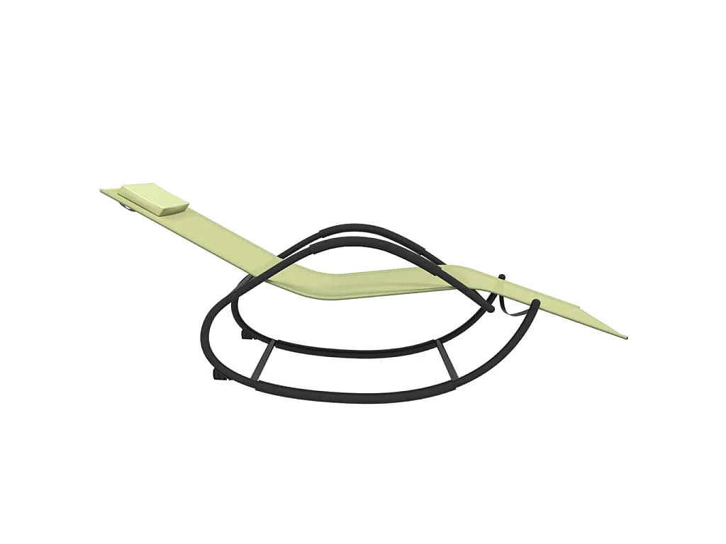 Chaise longue à bascule crème acier et textilène