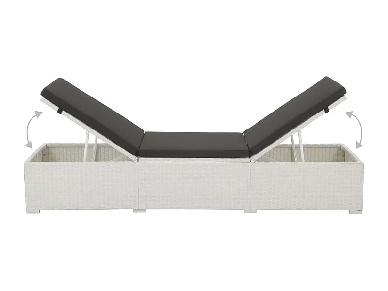 Chaise longue avec coussin Résine tressée Blanc