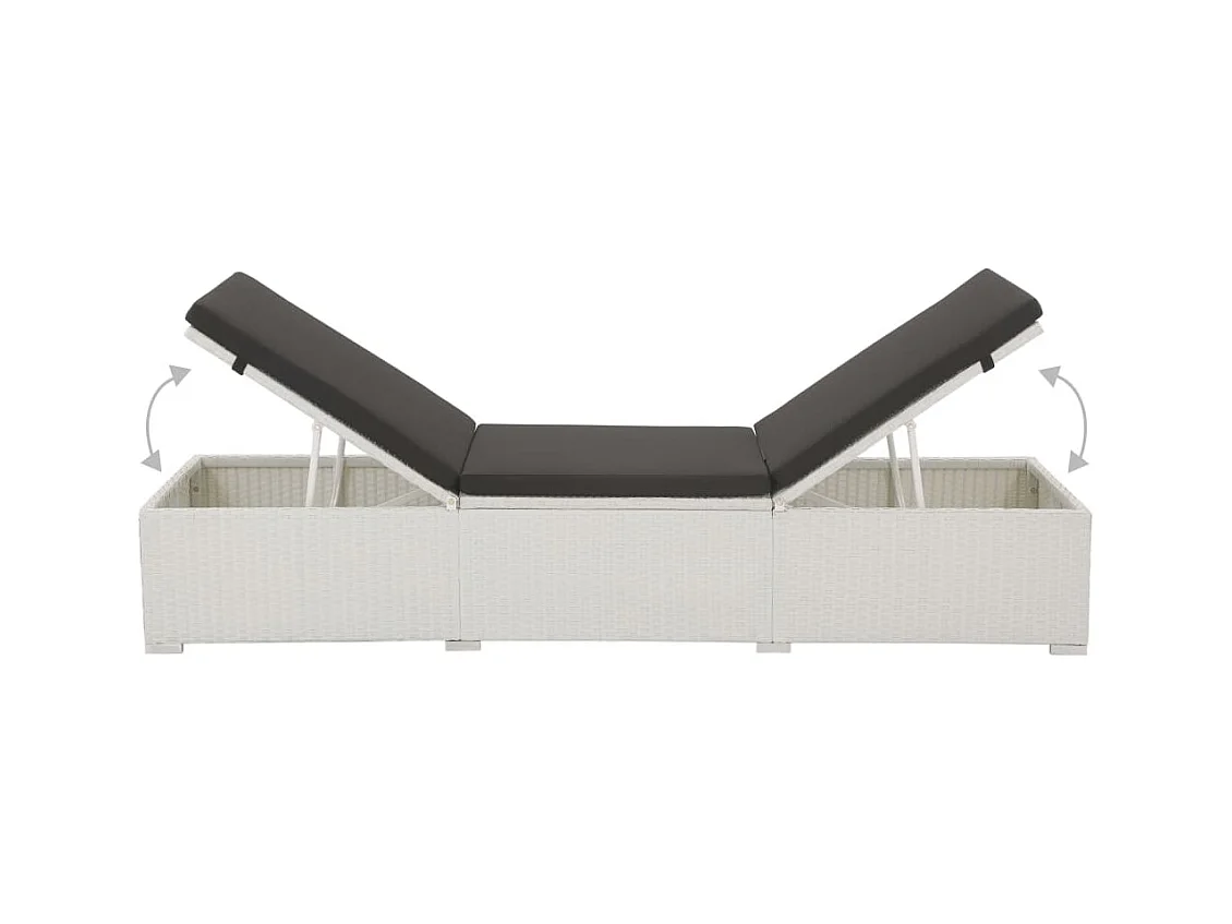 Chaise longue avec coussin Résine tressée Blanc