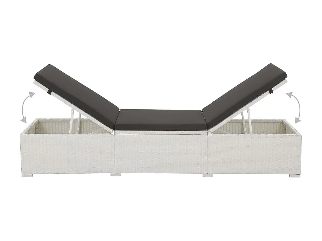Chaise longue avec coussin Résine tressée Blanc