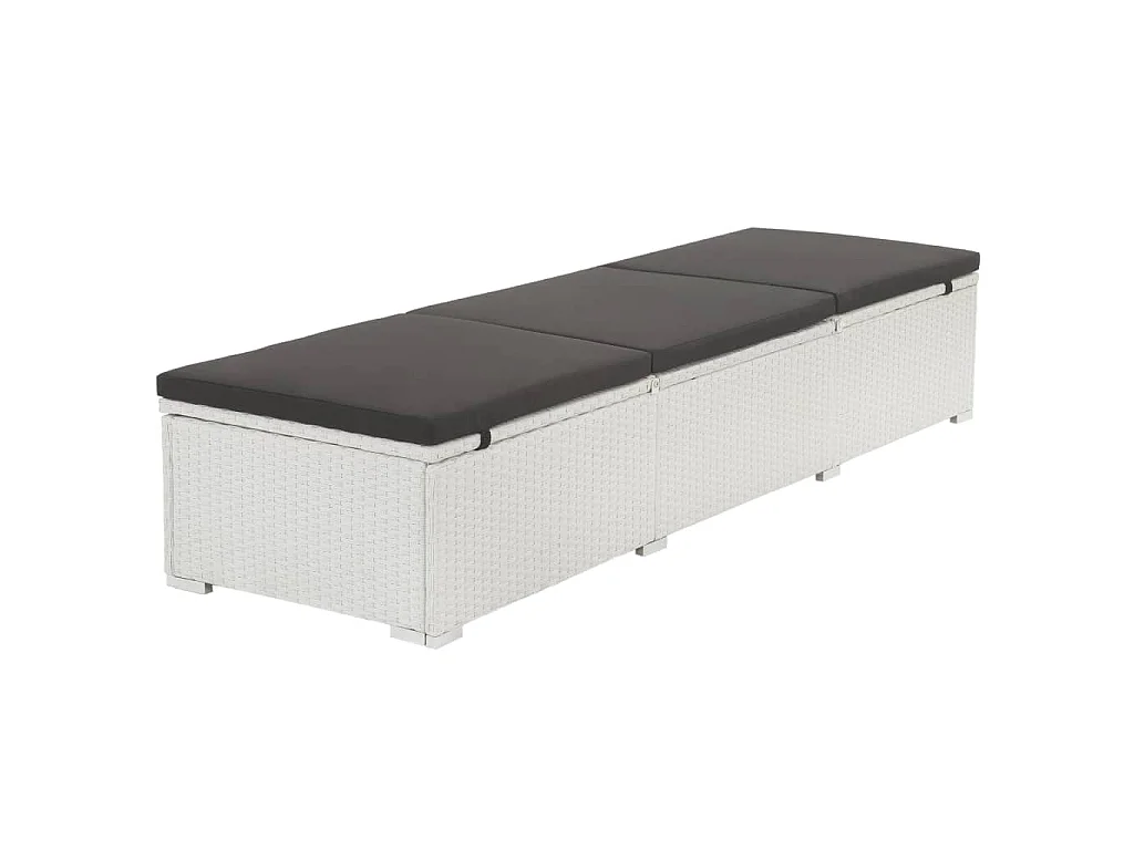 Chaise longue avec coussin Résine tressée Blanc