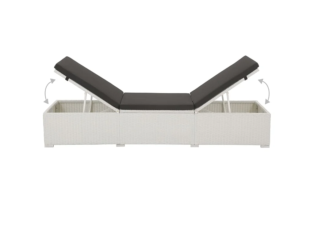 Chaise longue avec coussin Résine tressée Blanc