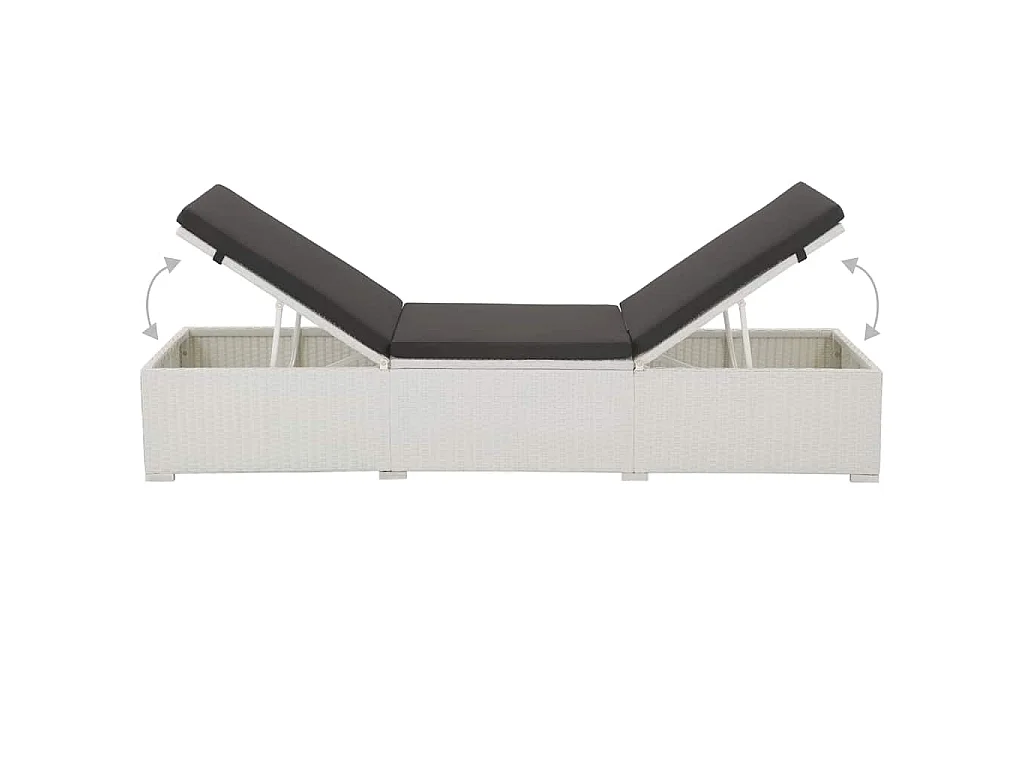 Chaise longue avec coussin Résine tressée Blanc
