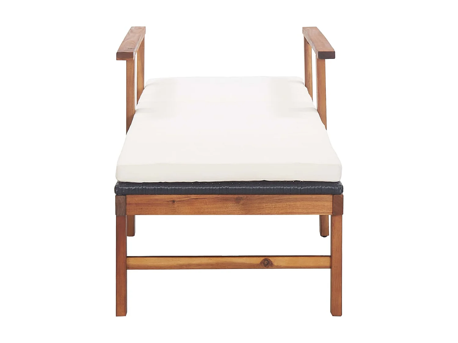 Chaise longue et coussin Résine tressée et bois d'acacia Noir