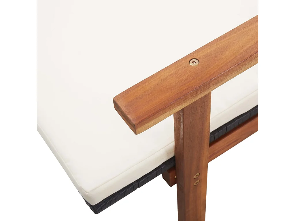 Chaise longue et coussin Résine tressée et bois d'acacia Noir