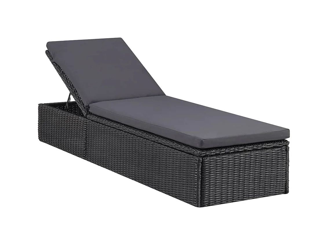 Chaise longue Résine tressée Noir et gris foncé
