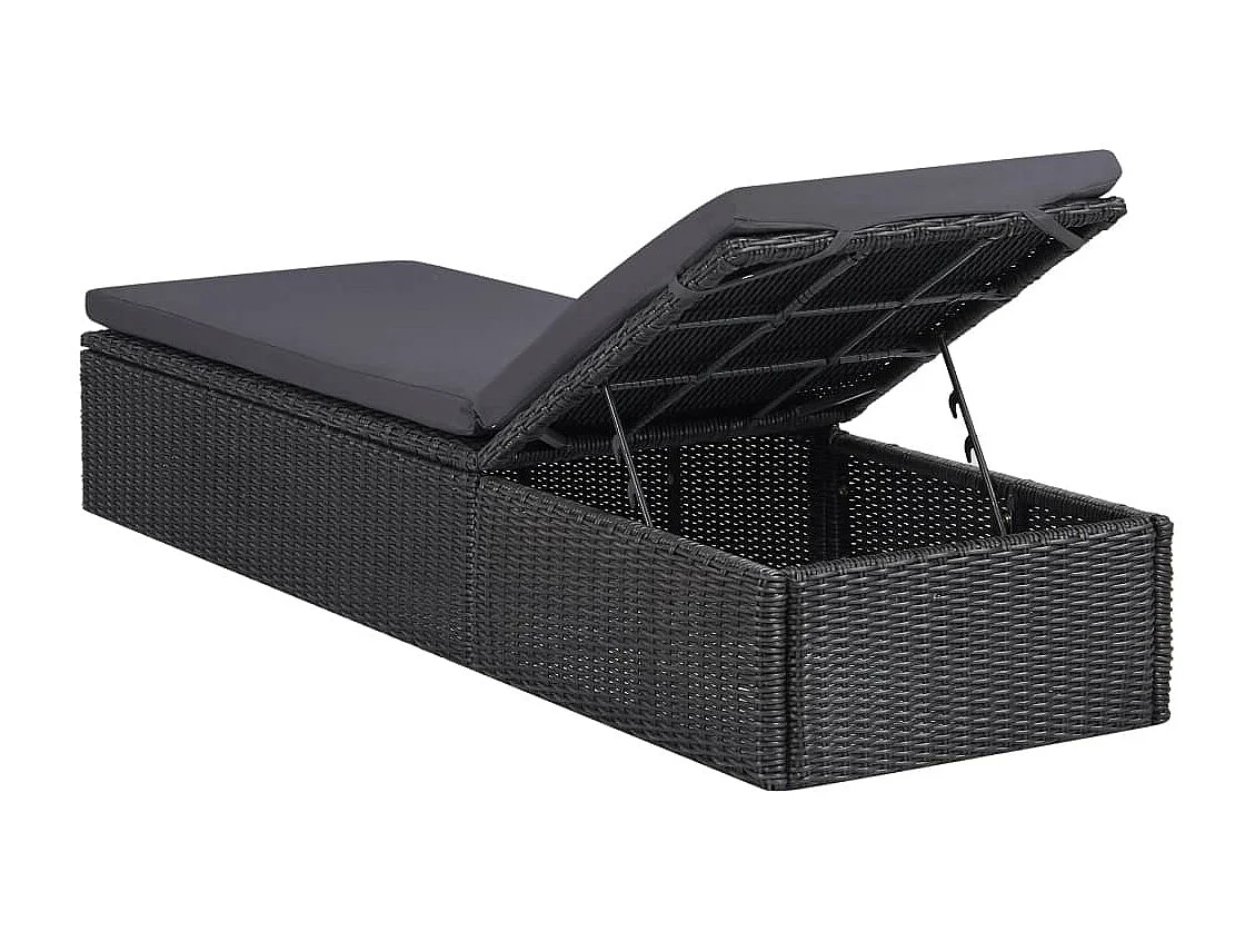 Chaise longue Résine tressée Noir et gris foncé